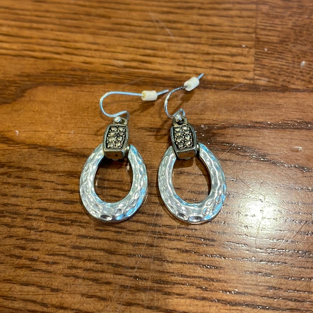 Silver and gold, two-tone, dangly earrings